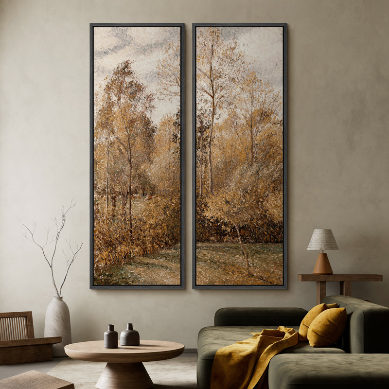«Vintage Landscape Wall Art», ensemble de 2 toiles encadrées 20 x 60 pouces, Noir