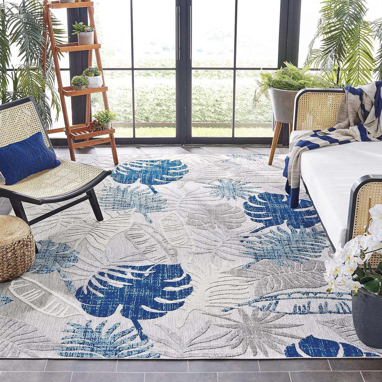 Wildon Home® Botanical Indoor/ Outdoor Non-Shedding Easy Cleaning Patio ...