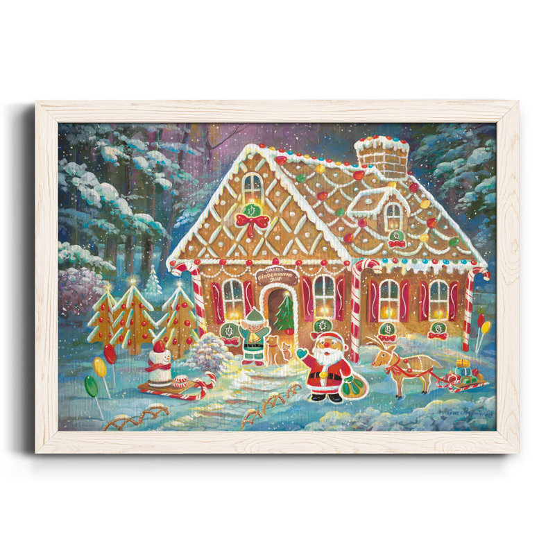 «Santa's Ginger Workshop» - Toile encadrée de qualité supérieure - prête à être accrochée, H 24 po x l 18 po x P 1,5 po