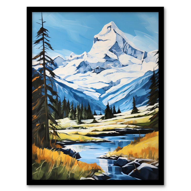 Swiss Alps Switzerland Snow Capped Peaks River Alpine - Single Picture Frame Print