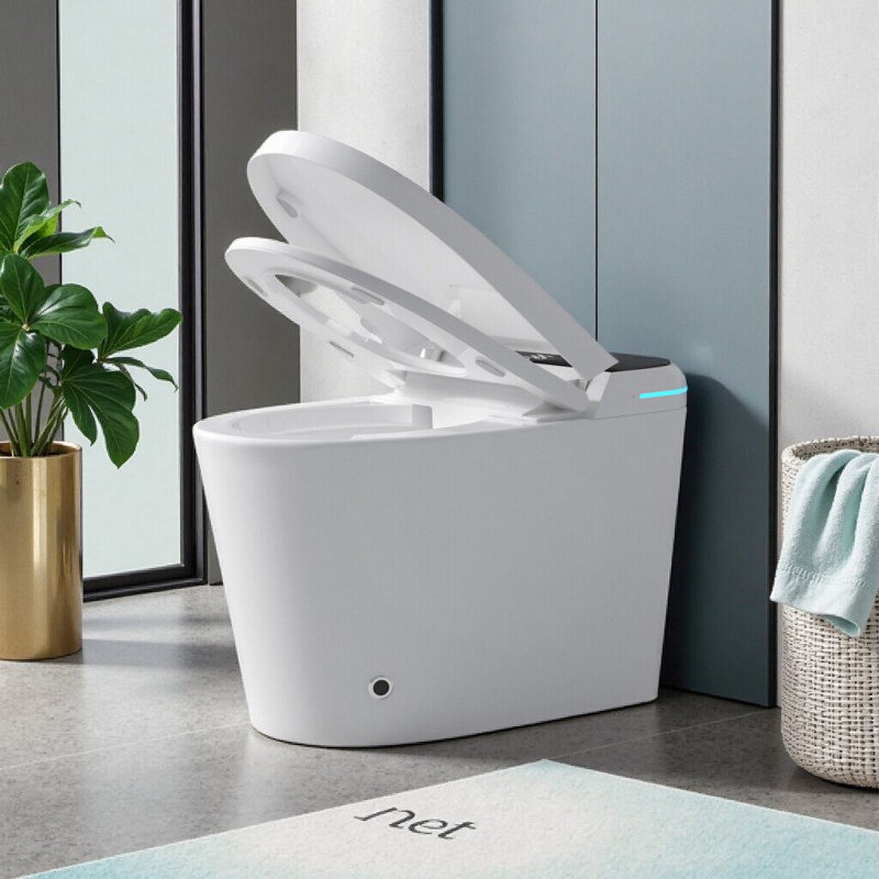 Modern Smart Toilet With Bidet Seat, Auto Open/Close, Foot Sensor, Warm Water & Dryer