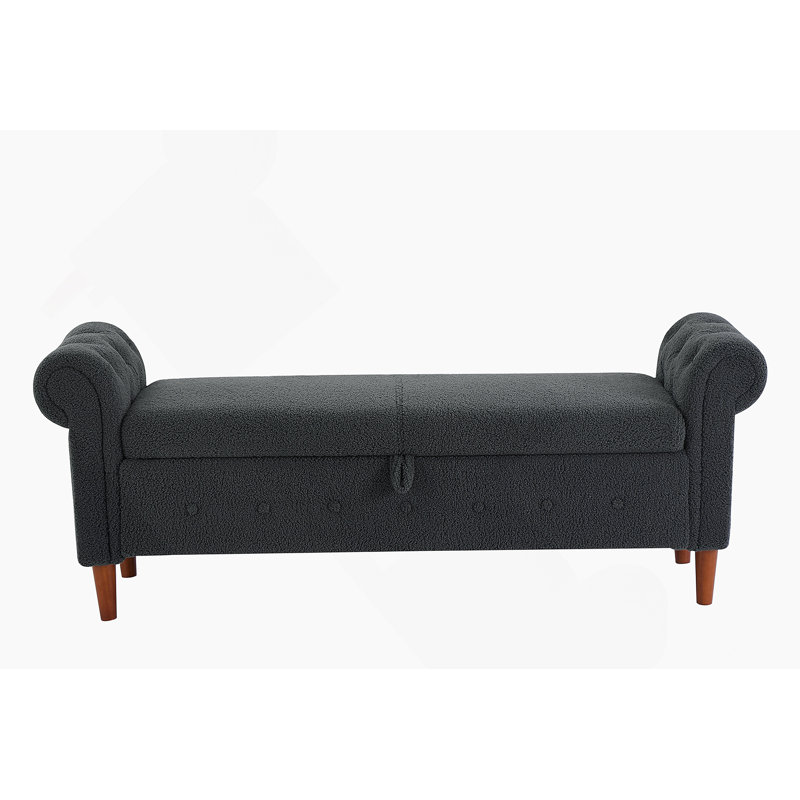 Multifunctional Storage Rectangular Sofa Stool, Black