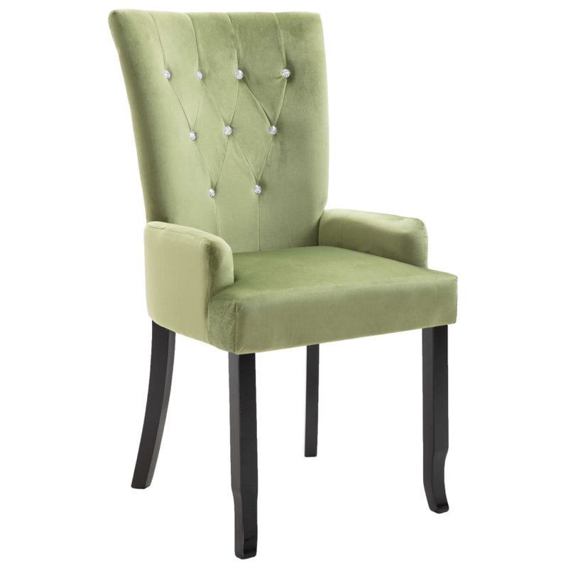 Bordovice 21.1'' H Velvet Upholstered Oak Armchair, Olive Green, 1