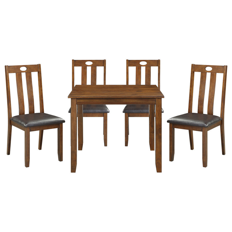 Ensemble de salle à manger 5 pièces de style transitionnel avec table en placage d'acacia et 4 chaises rembourrées pour des repas confortables et confortables