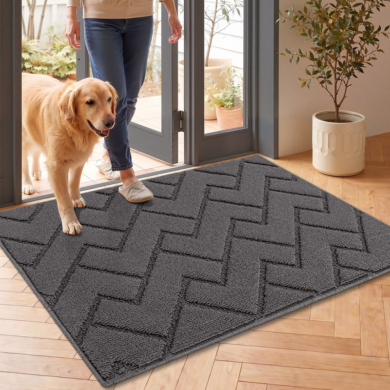 Dirt Trapper Non Slip Backing Washable Door Mat, 35*24, grey