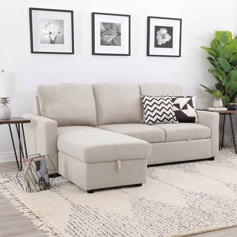 Maumelle Pull-Out Sleeper Sectional, Sand Polyester
