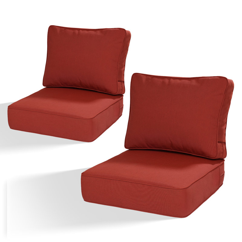  Ensemble de coussins de dossier de chaise d'extérieur 6 pouces Sunbrella, L 24 po x P 25 po, Toile henné