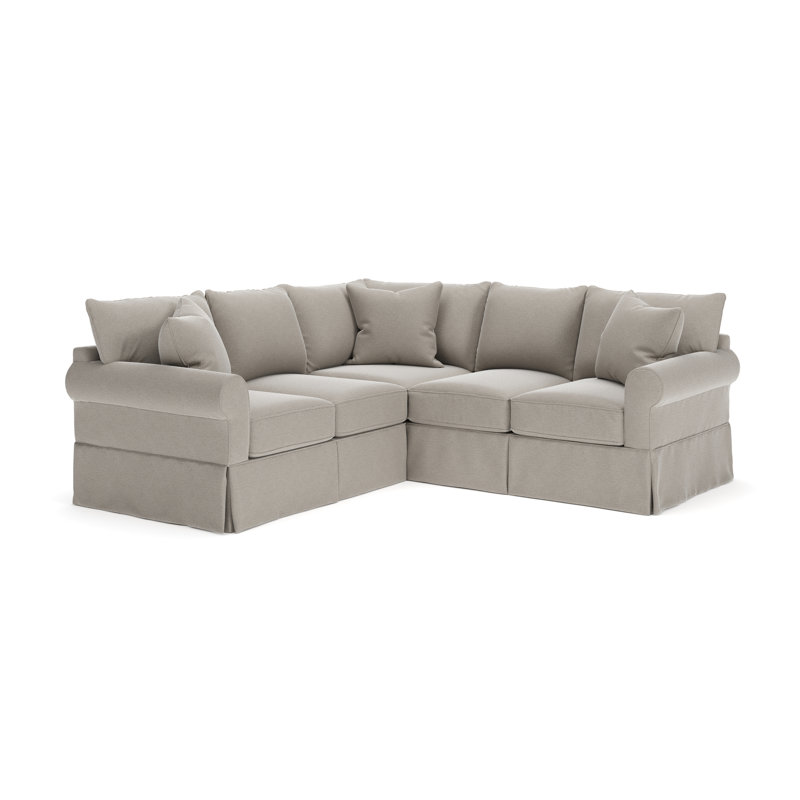 Amari Slipcovered L-Sectional, Right Hand Facing, Drusky Linen Sustain® Basketweave
