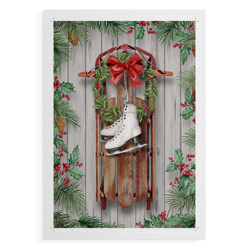 Traîneau et patins - Impression sur toile seulement - NON-CADRE, H 12 po x l 8 po
