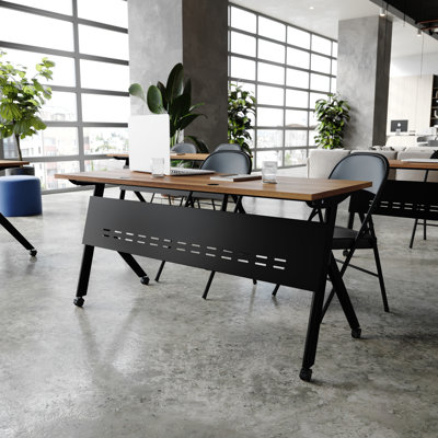 Commercial Nesting Flip Training Table With Steel Frame And Y-Legs