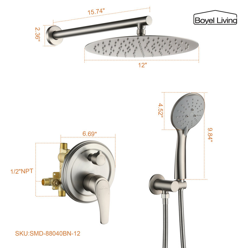 All-In-One Kit with Rough in-Valve, Brushed Nickel