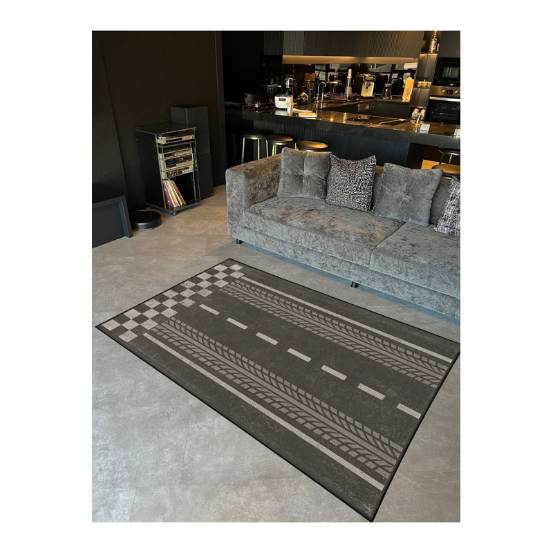Tapis gris tissé à rayures Mosso, 2' x 2'11"