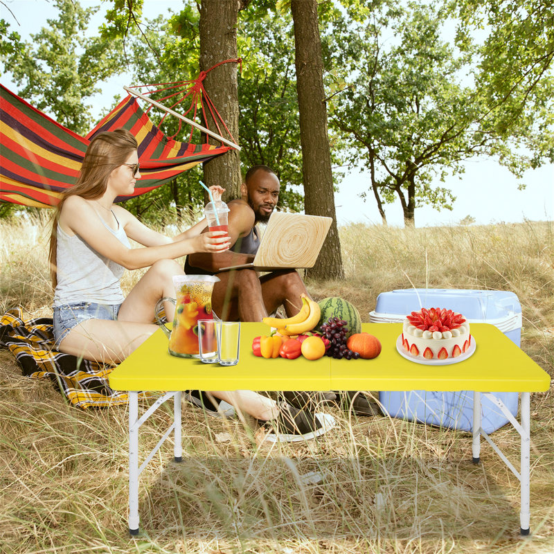 Table pliante portative 4 pi 4 po et pliable pour un maximum de 135 kg, Jaune