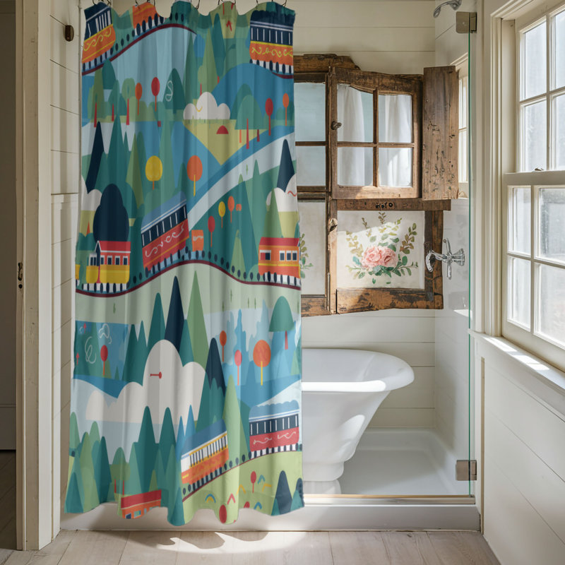 Wacky Train - Premium Shower Curtain, 74"H x 71"W