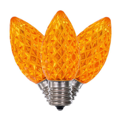  C9-E17 Base SMD Faceted Retro Bulb .96W 25/Bag. These .7 Watt Dimmable 2-5/8" Size Bulb are the same as original incandescent C9 bulbs and have Deep Facet cuts for a Sparkling appearance.