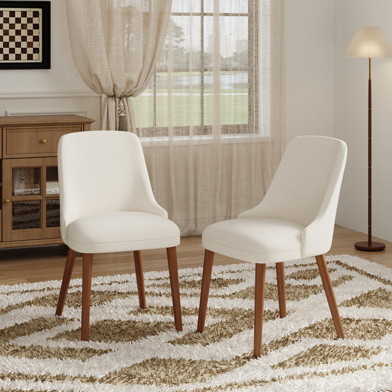 50.5cm H Fabric Upholstered Upholstered Back Side Chair, Beige