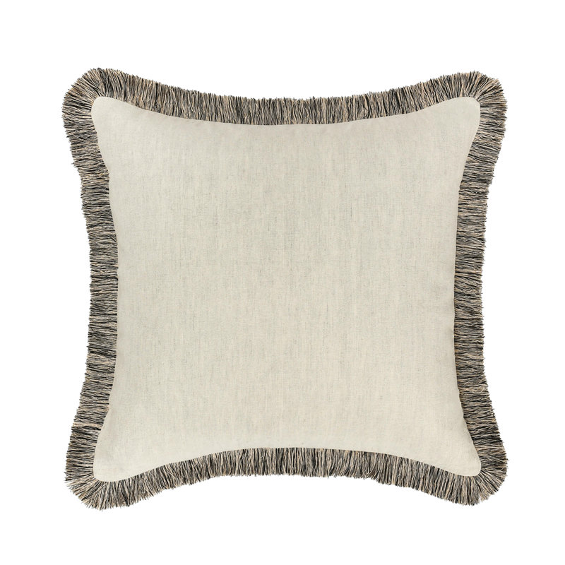 Nola Fringe Linen Blend Throw Pillow, 24"H x 24"W, Square