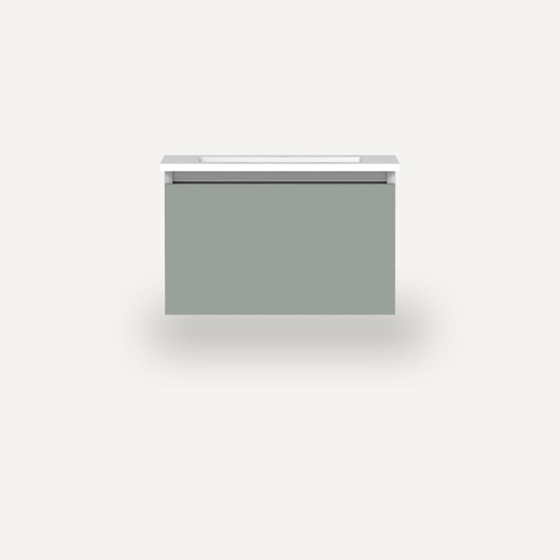 Matte Gray and White Quartz Wall-Mounted Single Vanity Set