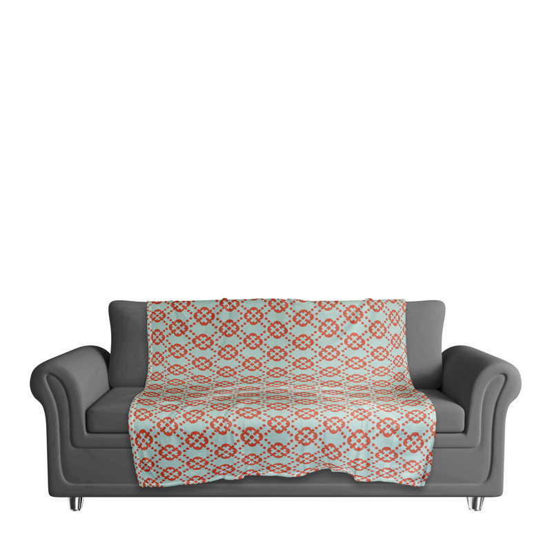  Jeté floral Argyle, Bleu / Rouge