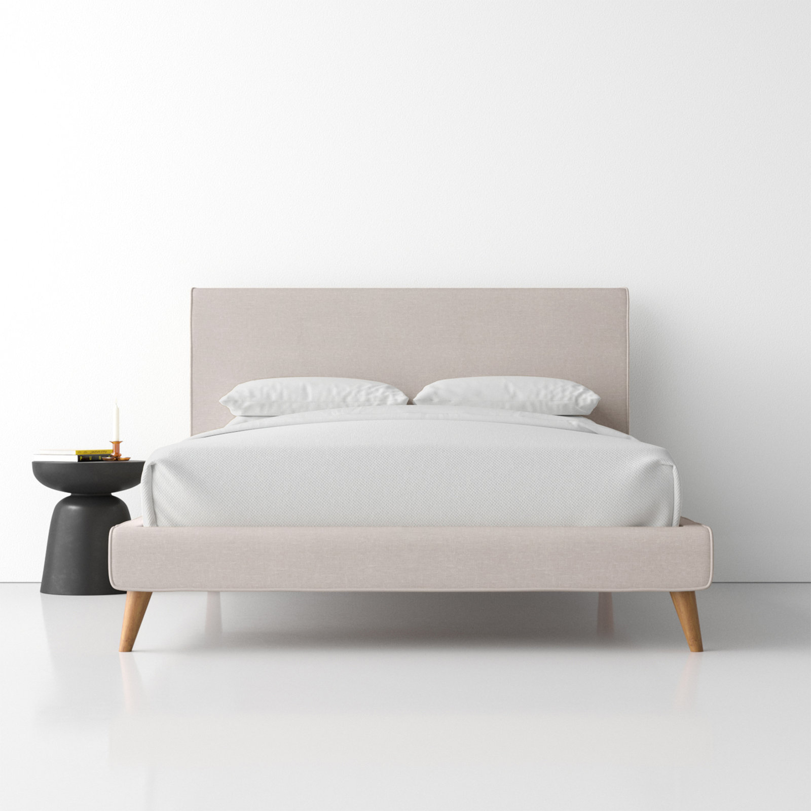 Williams Platform Bed, Queen, Beige Linen