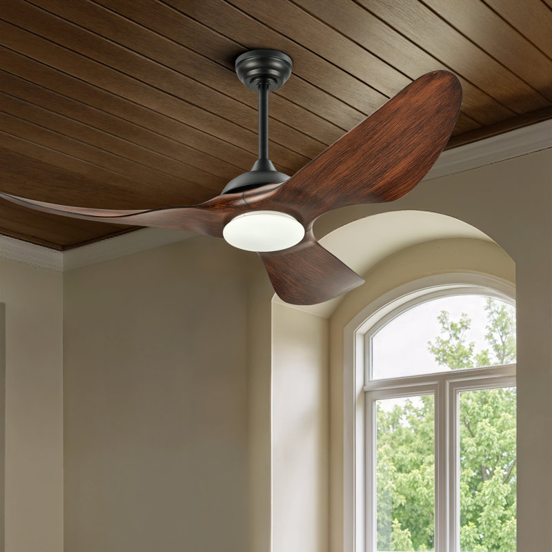 Ventilateur de plafond à DEL 3 pales avec télécommande Malverne, Bois brun