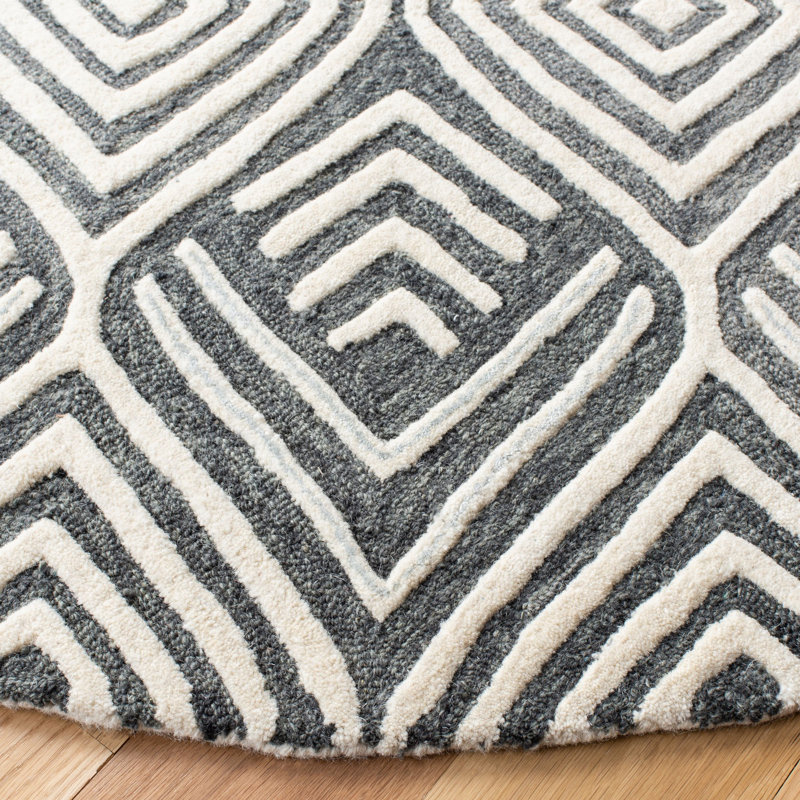 Hidalgo Hand Tufted Wool Geometric Rug, Round 6'