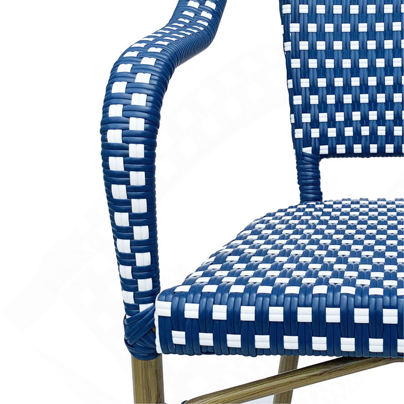 Chaise bistro (ensemble de 2), Blanc / Bleu marine