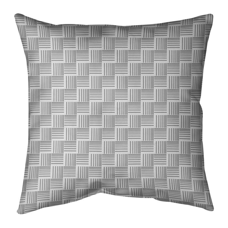 Coussin décoratif intérieur / extérieur Teal Basketweave - protégé contre les rayons UV, réversible, 16 po x 16 po, Gris