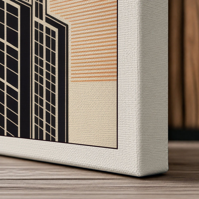 Skyward Art Deco - Wrapped Canvas, 36x24 - 91.4 x 61.0 cm, Cream Border