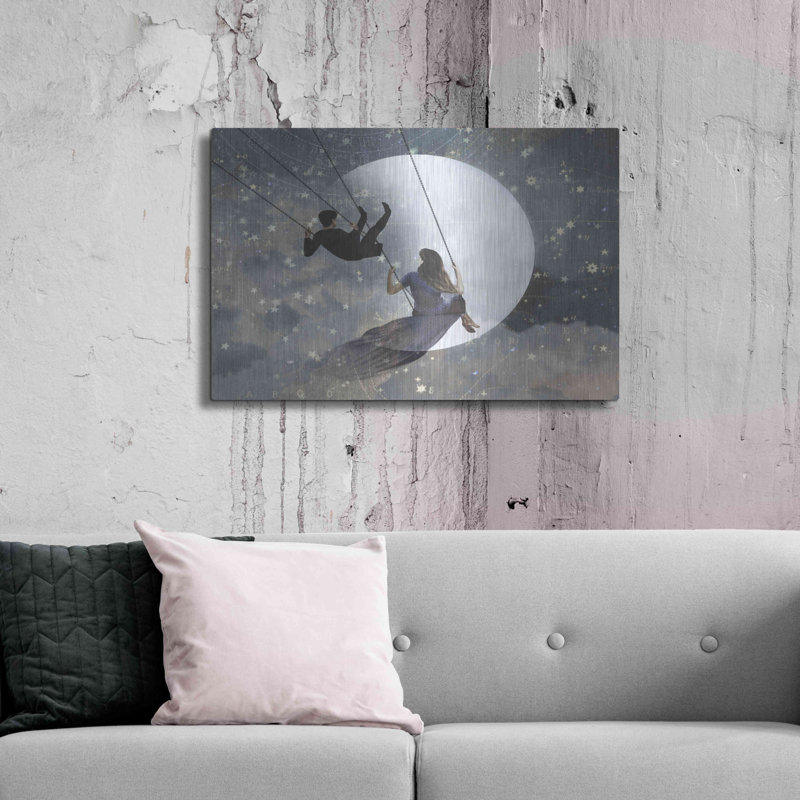 «Celestial Love II» par Victoria Borges, art mural en métal, H 24 po x l 36 po