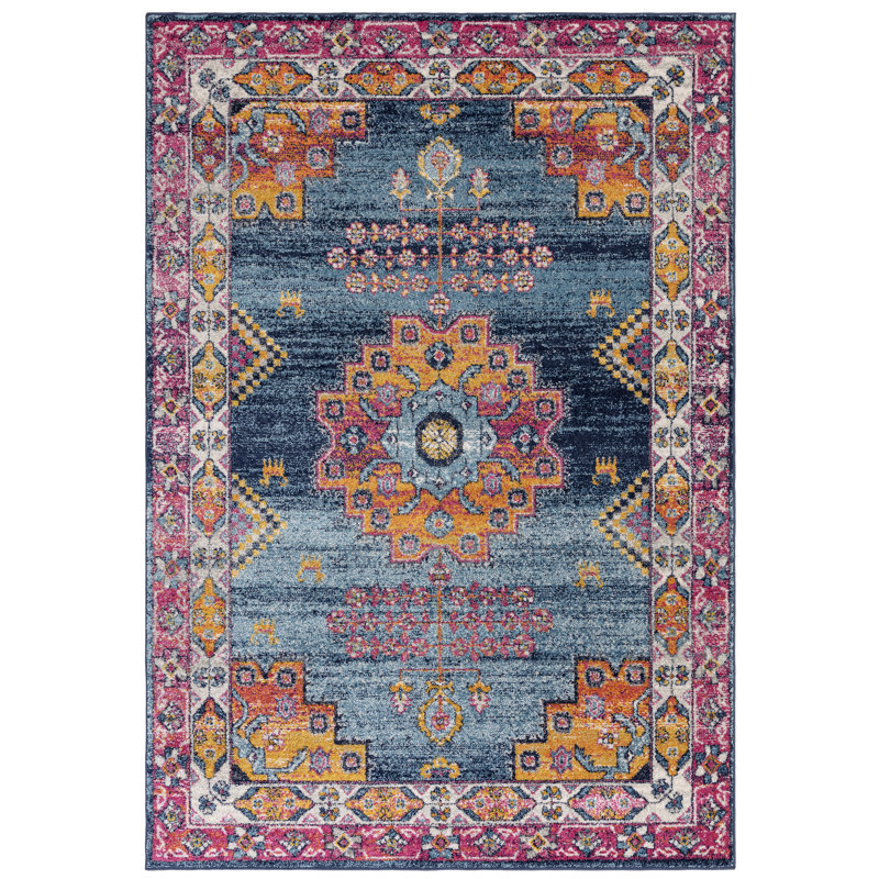 Ralph Vintage Look Pink/Blue Area Rug, Rectangle 120 x 170 cm