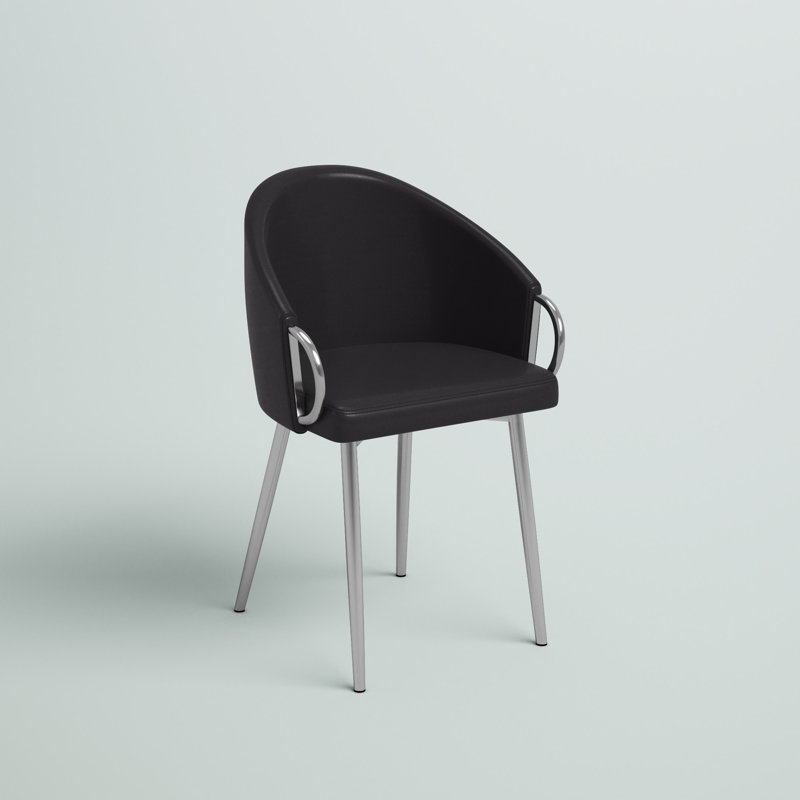 Fauteuil en similicuir de 19,25 po Josie, Noir, Chrome chrome