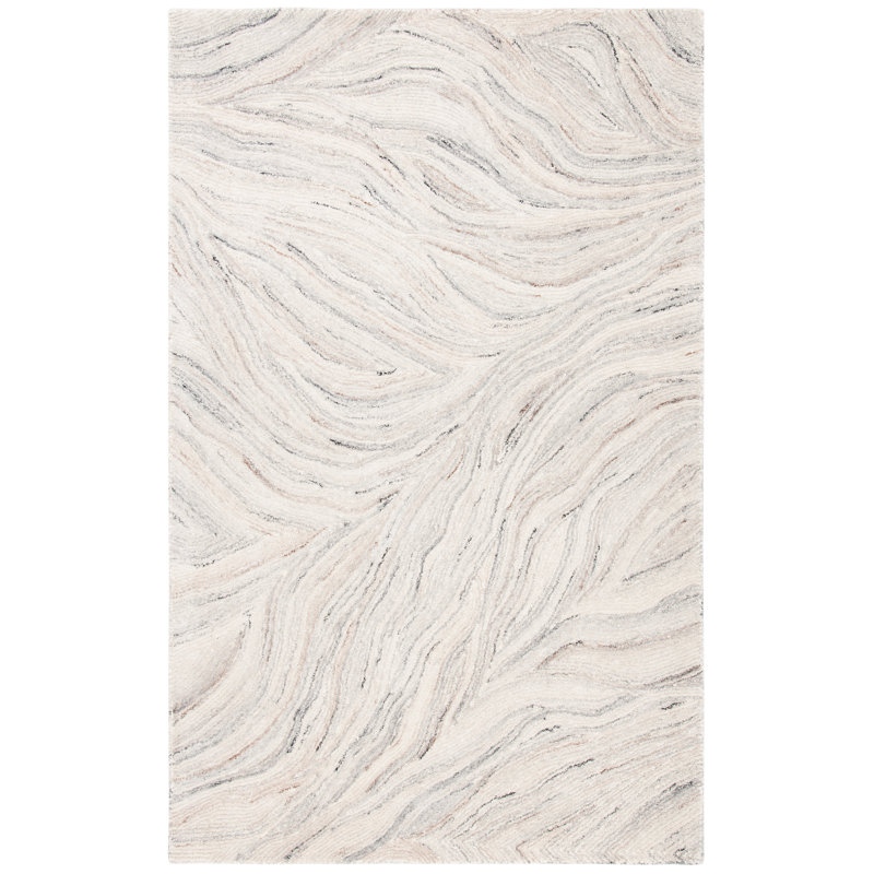 Tapis abstrait en laine et coton touffeté à la main Ymir, Rectangle 2 pi x 3 pi