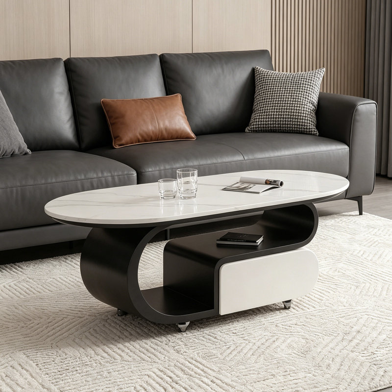 Table basse mobile avec rangement en ardoise, 17.71" H x 47.24" W x 23.62" D