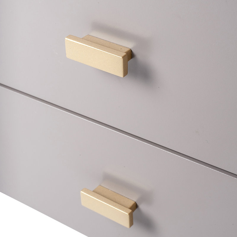 Gray Solid Wood 2-Drawer Nightstand with Shelf