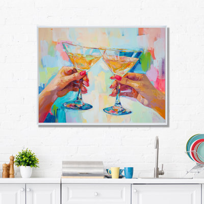 Martini Cocktail Drink Friends I - liquor, art mural