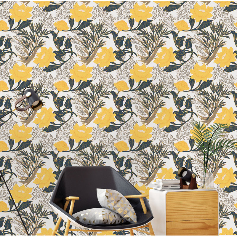 Rouleau de papier peint adhésif Pittston Flowers, L 16,67 po x l 25 po
