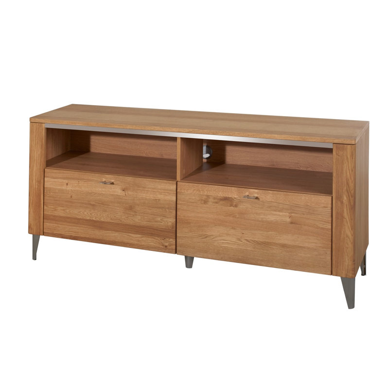 Sledmere Manufactured + Solid Oak Wood 2-Drawer TV Unit for TVs up to 70"
