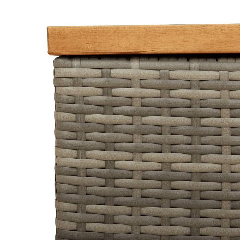 Acacia Steel/Solid Wood/Wicker Deck Box, Brown/Gray
