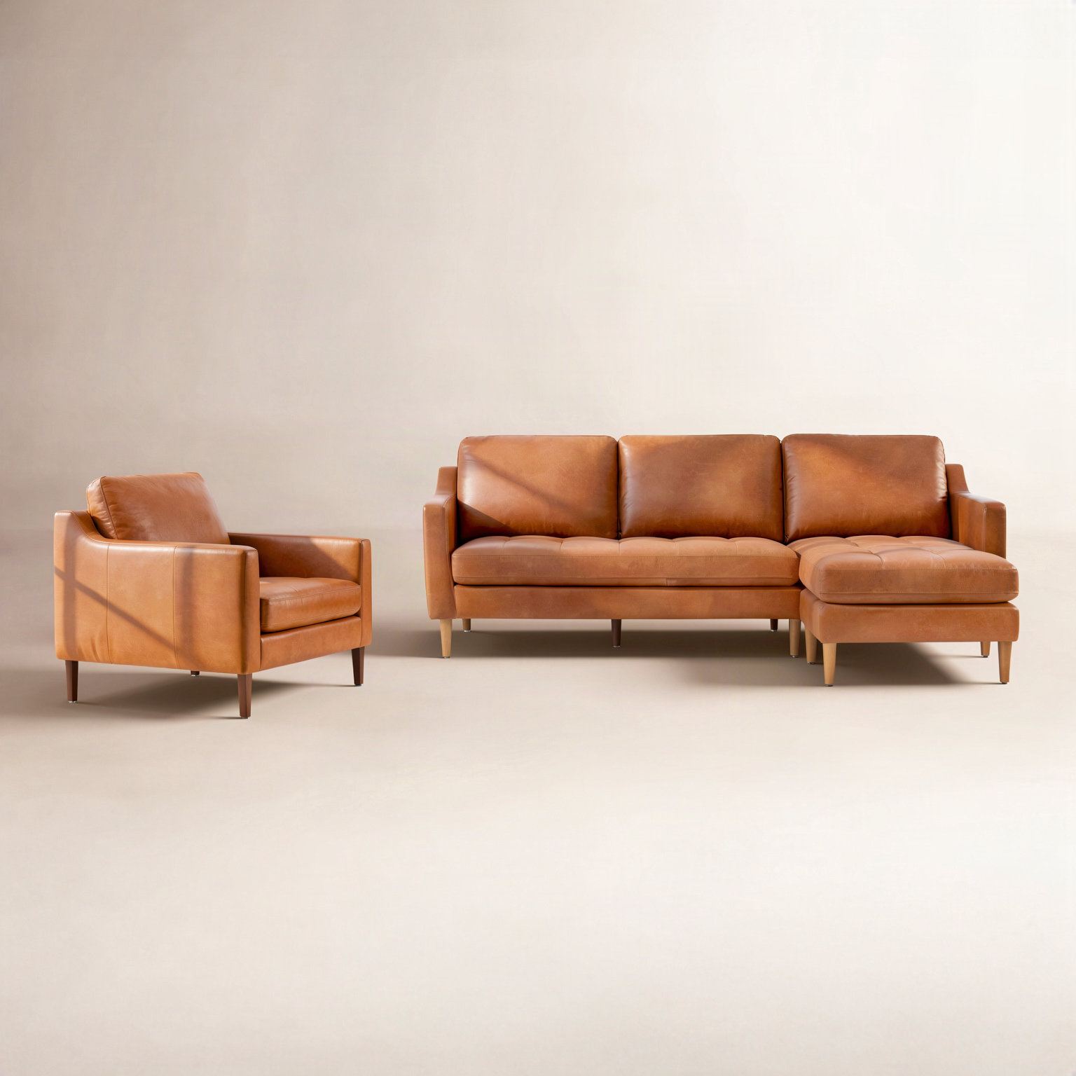 Daylen 2-Piece Genuine Leather Living Room Set