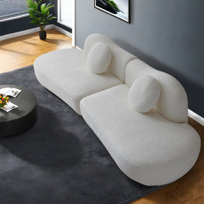 Modern Sofas, Boucle Upholstery, Curved Modular Design For Living Rooms