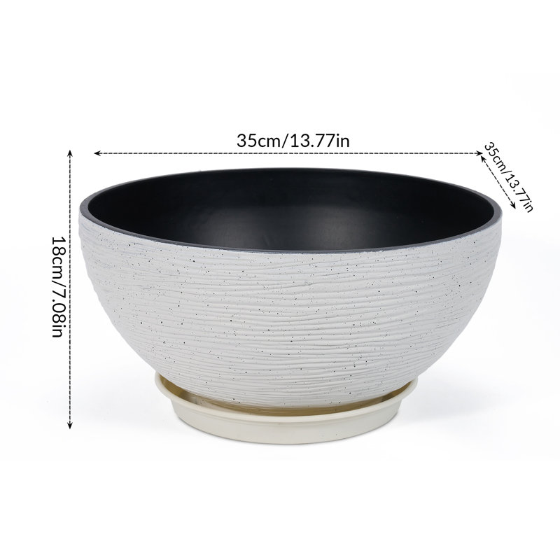 Set of 2 Modern Minimalist Plastic Outdoor Planter with Drainage Function, White
