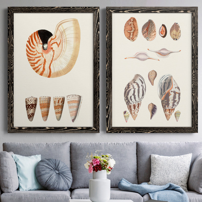Toile encadrée IP Shell de la collection Shell - prête à être accrochée, H 31,5 po x l 47 po x P 1,5 po, Pas de tapis