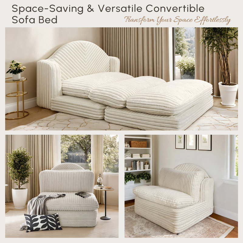 Lie-down Comfort Wowmax Chaise Lounge Chair Indoor,Oversized Sleeper Chair, Comfy Couch Upholstered Sofa For Living Room, Beige