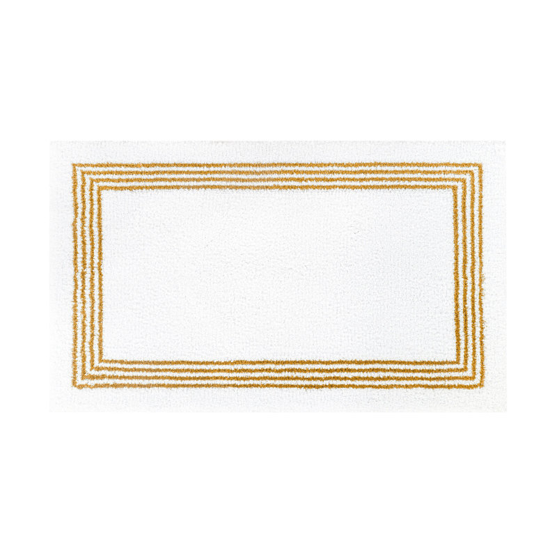 Bourdon Bath Rug, White/Gold, 24" W x 39" L