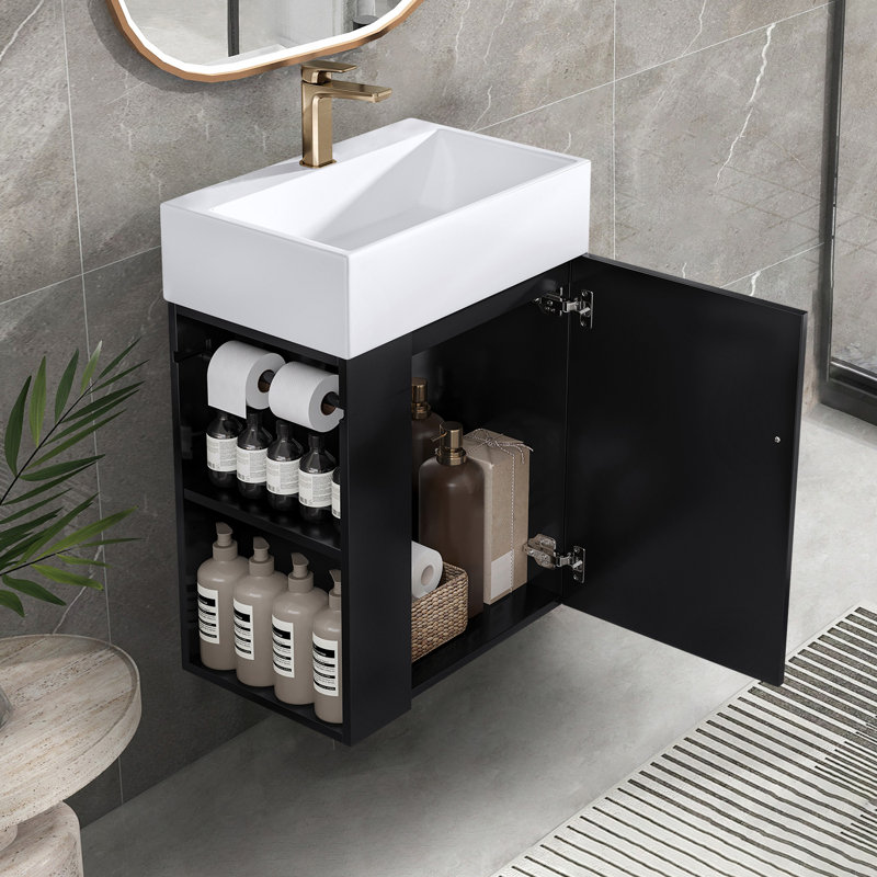 Meuble-lavabo moderne 20 "avec lavabo en céramique, Noir