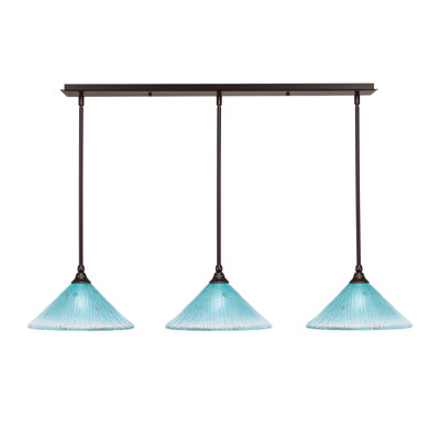 Luminaire suspendu linéaire sur pied 3 lumières avec verre cristal