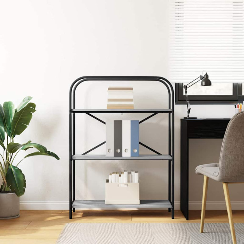 Bookshelf Engineered wood Modern Freestanding Bookshelves Organizer, (3 Shelves) 109cm. H x 80cm. W x 30cm. D, Grey Sonoma