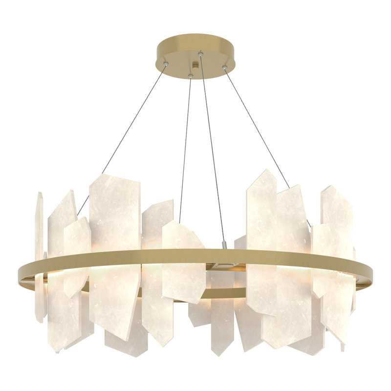 Volterra Wagon Wheel LED Chandelier, Modern Brass