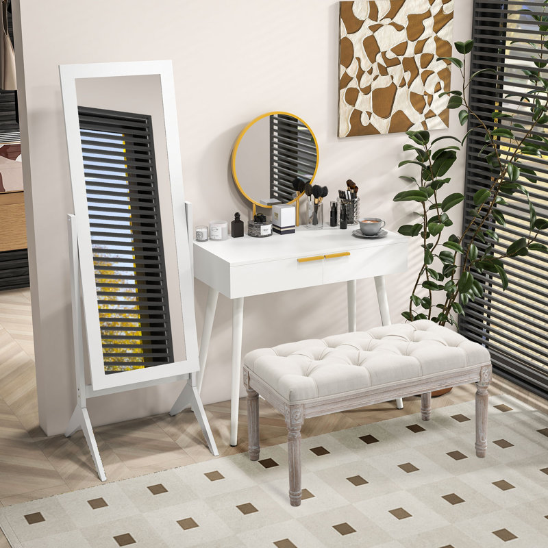 Flat Floor Mirror, White